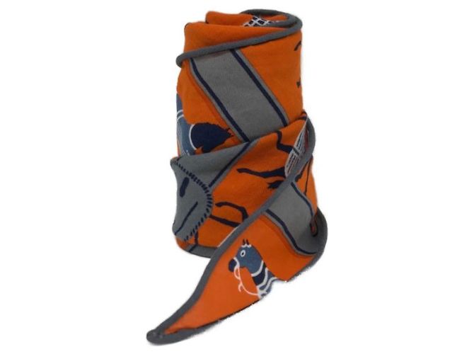 Pañuelo Hermès Losange naranja de algodón