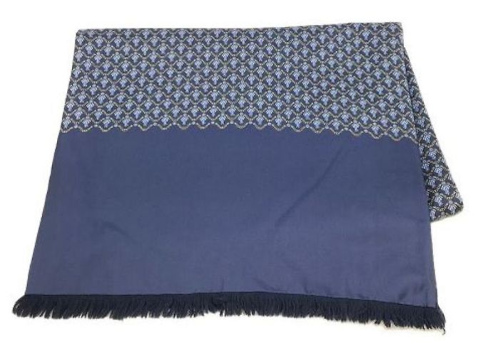 Hermès ***HERMES Sciarpa per il viso foderata in angora di seta Blu navy 
