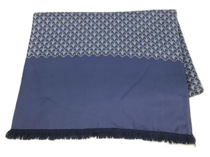 Hermès ***HERMES  Silk angora lined face scarf Navy blue  ref.1043854
