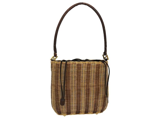 FENDI Basket Shoulder Bag Wood Brown Auth ar9157  ref.870267