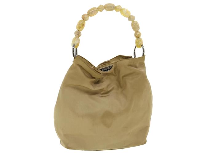 Christian Dior Maris Pearl Hand Bag Nylon Beige Auth bs4600  ref.870303