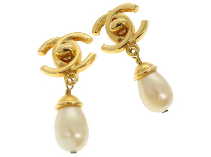 CHANEL Swing Earring Gold Tone CC Auth am4050 Metal  ref.870311