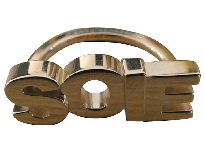 Bufanda Hermès anillo "seda" metal dorado Gold hardware Acero  ref.888574