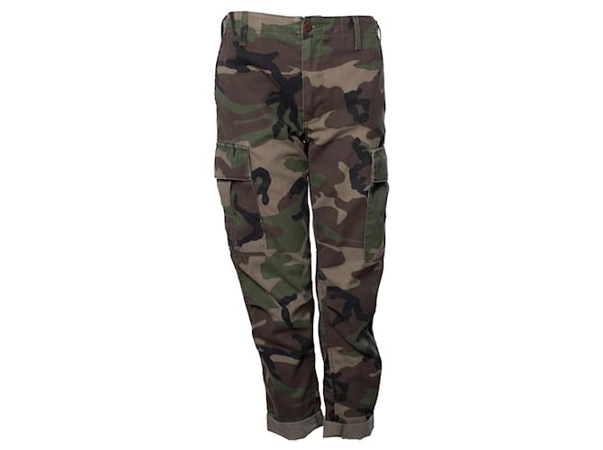 Autre Marque RE/Done, Cargo army printed jeans Green Polyester  ref.1010288