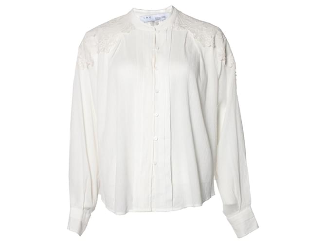 Autre Marque IRO, blusa bordada e enrugada Branco Algodão  ref.1010293