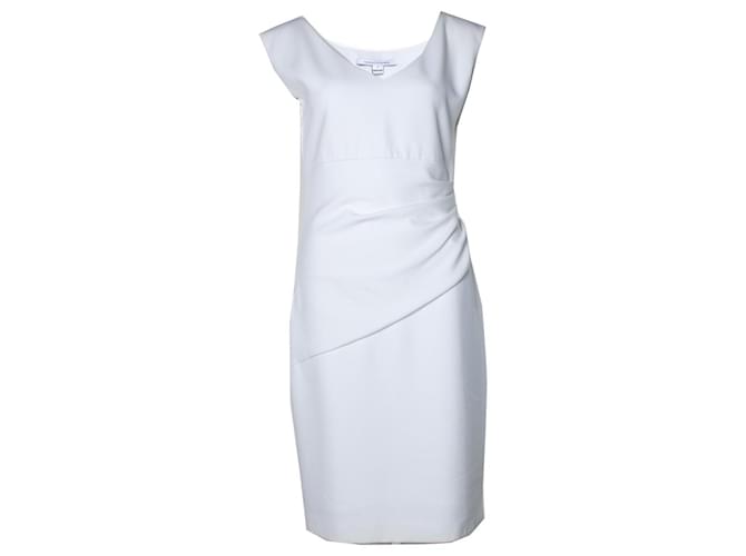 Autre Marque Diane von Furstenberg, vestido branco drapeado Poliéster  ref.1019185