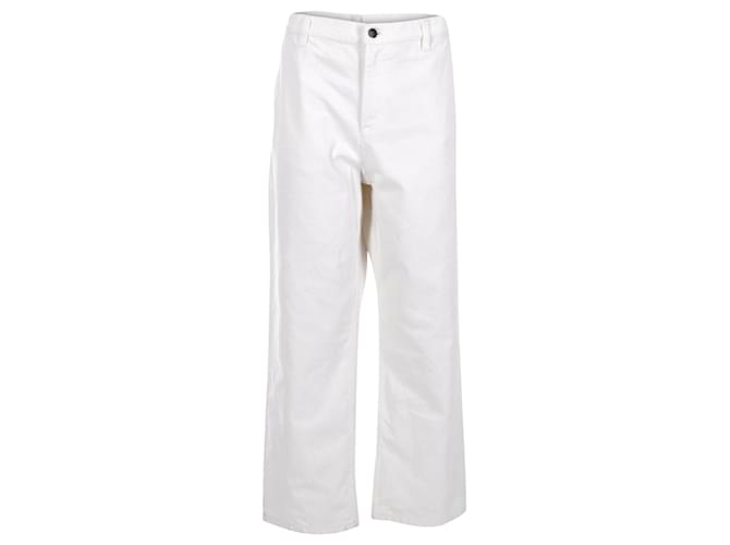 Jeans jeans de perna larga The Row Louie em algodão branco  ref.1030250