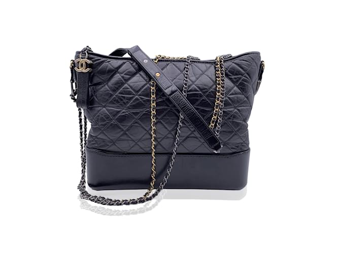 Chanel Borsa a spalla Hobo grande Gabrielle in pelle trapuntata nera Nero  ref.1044239