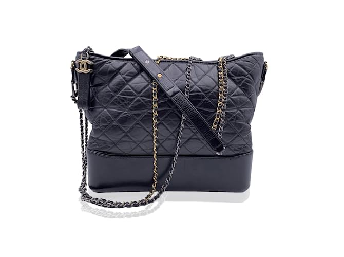 Chanel Grand sac à bandoulière Hobo Gabrielle en cuir matelassé noir  ref.1044239