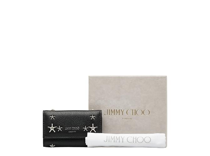 Jimmy Choo Estuche para llaves de cuero con tachuelas de estrellas Negro  ref.1044268