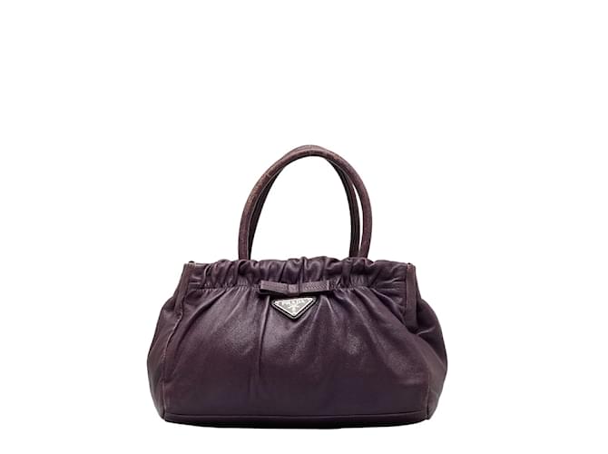 Prada Leather Bow Handbag Purple  ref.1044271
