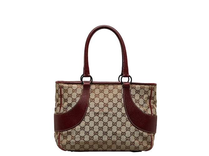 Gucci GG Canvas Tote Bag 113011 Braun Leinwand  ref.1044285
