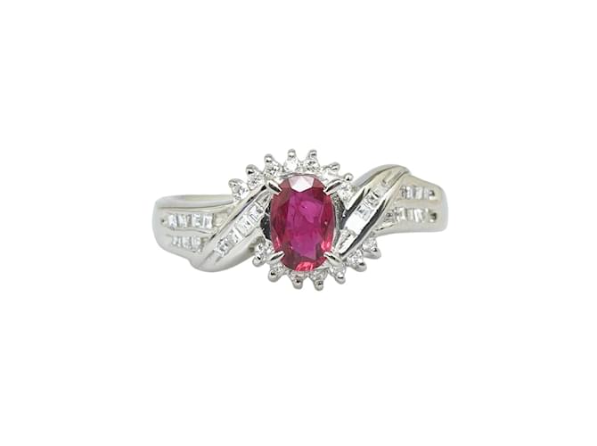 & Other Stories Platinum Diamond & Ruby Ring Silvery Metal  ref.1044287