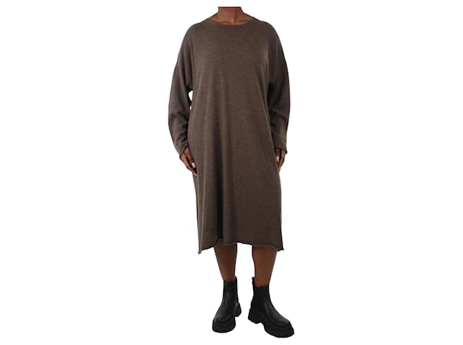 Autre Marque Brown knitted dress - size UK 12 Cashmere  ref.1044364