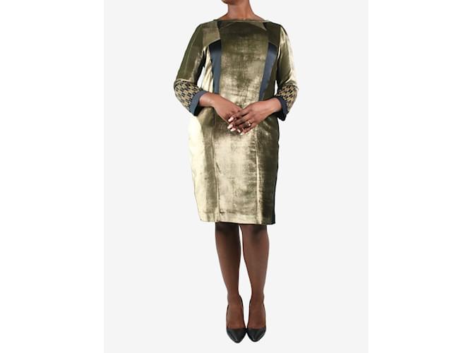 Etro Gold beats sleeve detail dress - size UK 12 Golden Viscose  ref.1044367