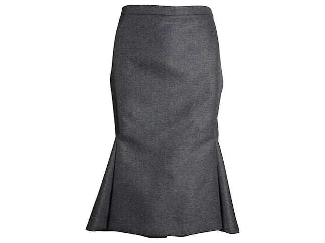Balenciaga Fit-and-Flare Skirt in Grey Wool  ref.1044468