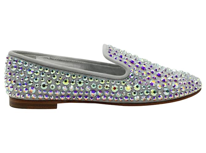 Giuseppe Zanotti Studded Smoking Slippers in Grey Suede  ref.1044470