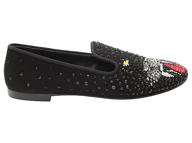 Giuseppe Zanotti Panther Embellished Loafers in Black Suede  ref.1044475