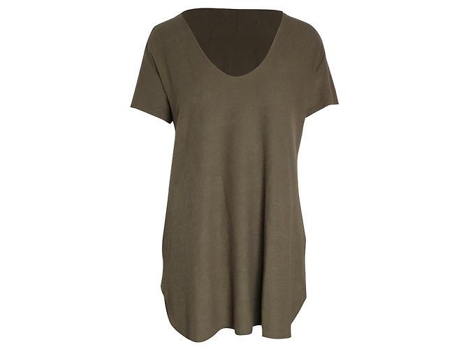 T-shirt Reformation con scollo rotondo in cotone verde oliva