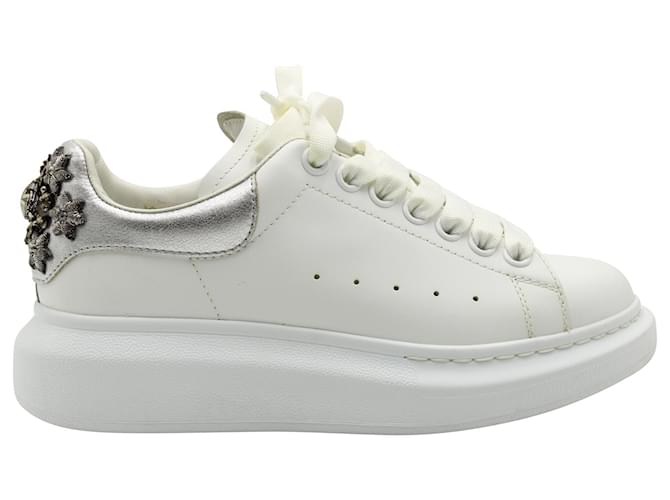 Alexander McQueen Larry tênis embelezados em couro branco  ref.1044499