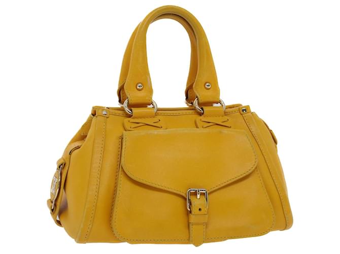 Céline CELINE Hand Bag Leather Yellow Auth bs7391  ref.1044590