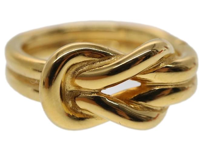 Hermès HERMES Atame Circle Knot Design Schalring Metall Goldton Auth 51414  ref.1044598