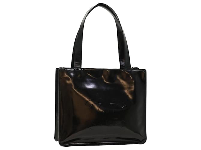 CHANEL Tote Bag Patent Leather Black CC Auth fm2633  ref.1044601