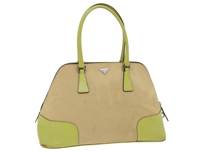 PRADA Hand Bag Canvas Leather Beige Auth 51018 Cloth  ref.1044621