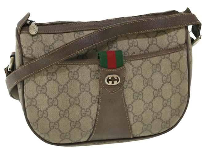 GUCCI GG Canvas Web Sherry Line Shoulder Bag Beige Red 89.02.032 Auth bs7525  ref.1044657