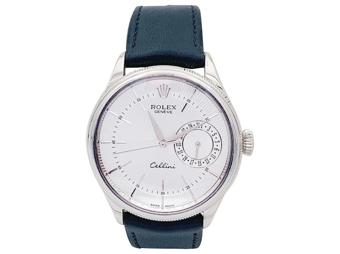 Rolex watch, “Cellini Date”, WHITE GOLD, cuir.  ref.1044678