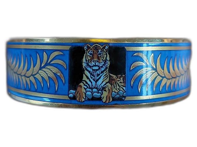 Pulseira Hermès Le Tigre Esmalte Azul Claro