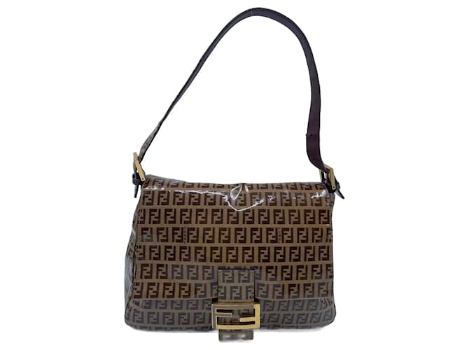 Brown Vinyl Fendi Baguette Mamma  ref.1044742