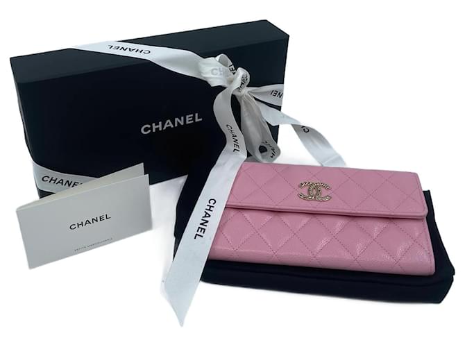 Pink Leather Chanel Wallet ref.1044744 - Joli Closet