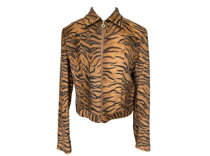 Versace Tiger Pattern Wool Jacket Black S