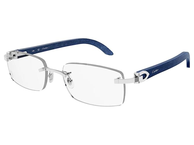 Cartier CT. óculos0052O Signature C de Cartier Unissex Azul Hardware prateado Metal  ref.1044786