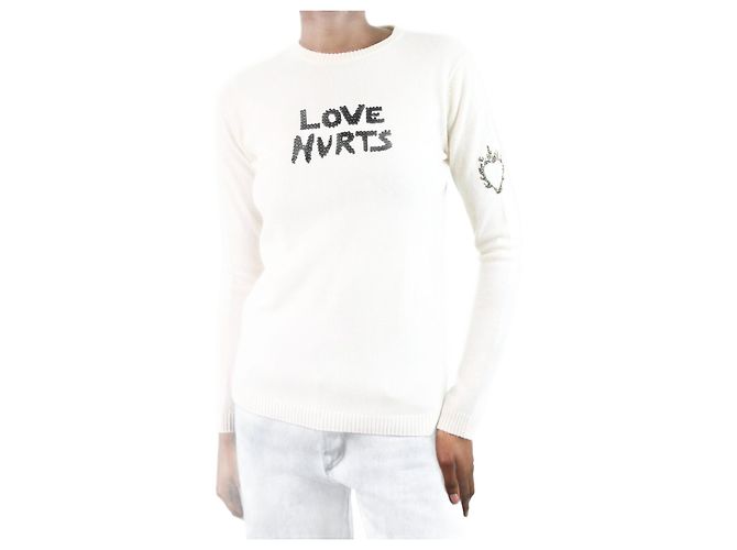 Bella Freud Pull appliqué crème Love Hurts - taille XS Écru