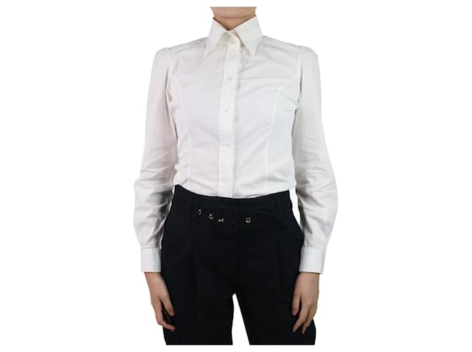 Dolce & Gabbana Camisa blanca entallada con botones - talla UK 10 Blanco  ref.1044836