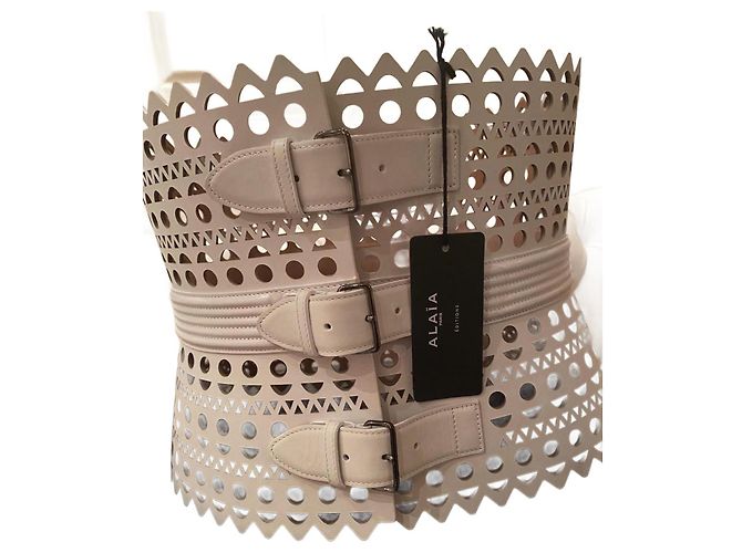 Alaïa Vienne Corset Belt White Leather