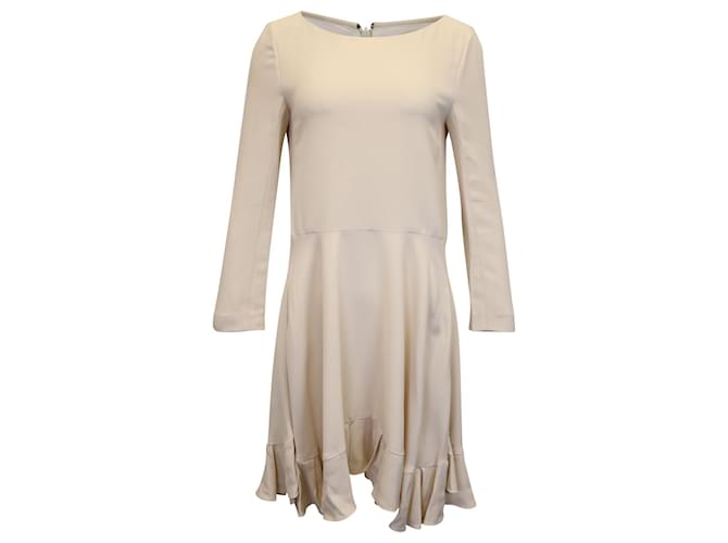 Chloé Chloe Pleated Hem Dress in Cream Polyester Beige  ref.1044999