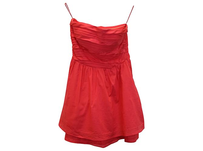Maje Strapless Mini Dress in Red Cotton  ref.1045009