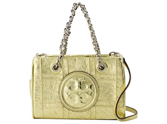 Fleming Soft Chain Mini Shopper Bag - Tory Burch - Couro - Ouro Dourado Metálico  ref.1045025