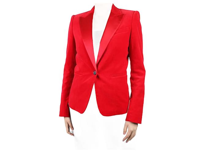 Joseph Red padded-shoulder velvet blazer - size UK 12 Cotton  ref.1045038