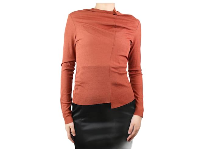 Rejina Pyo Top transparent col montant rouge - taille M Polyester  ref.1045043