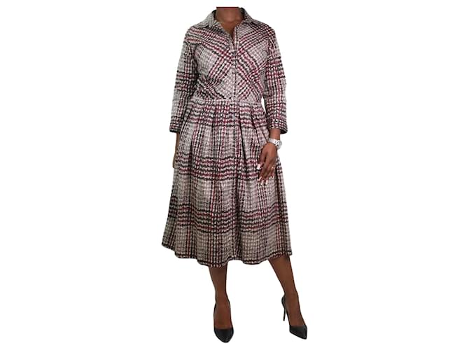 Autre Marque Multicoloured printed dress with pleats - size US 12 Multiple colors Cotton  ref.1045044