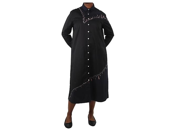 Autre Marque Vestido camisa preto estampado - tamanho M Algodão  ref.1045049
