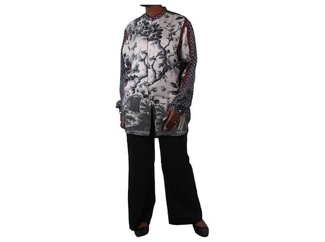 Autre Marque Multicoloured floral-printed silk shirt - size M Multiple colors  ref.1045052