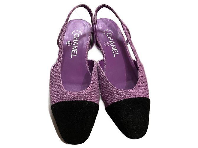 Chanel Tweed Slingback Mules Lila