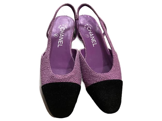 Chanel sandalo Porpora Tweed  ref.1045286