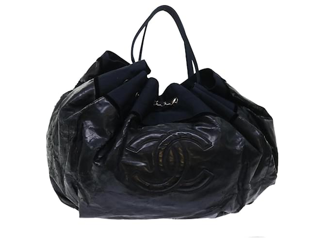 CHANEL Shoulder Bag Patent Leather Black CC Auth bs7422  ref.1045456