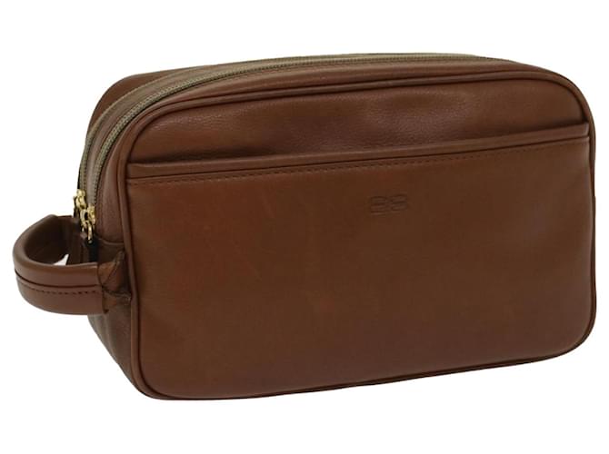 BALENCIAGA Clutch Bag Leather Brown Auth bs7730  ref.1045527